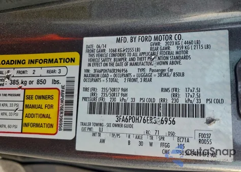 2014 Ford Fusion Se from USA, damaged, VIN 3FA6P0H76ER396956
